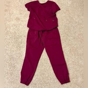 Scrubstar Women's Burgundy Jogger Set